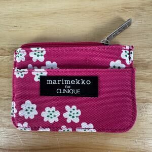 Marimekko for Clinique Zipper Card Case Wallet Dark Pink New